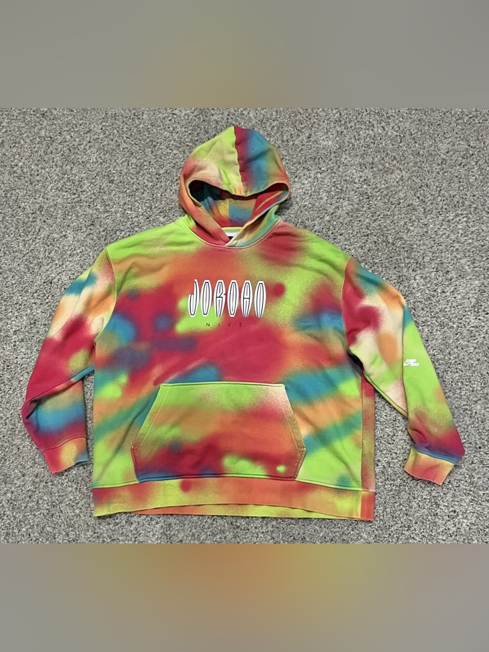 Nike Air Jordan Flight MVP Fleece Hoodie Mens 2XL Tie Dye Multicolor DV4587-252